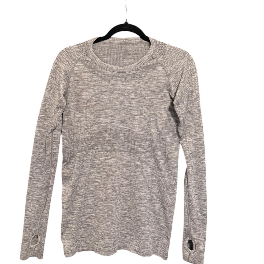 Lululemon Swiftly Tech Long Sleeve Crew Grey Space Dye Size 8 I Run For Cheese